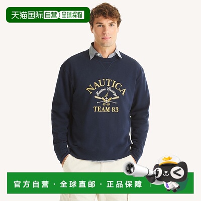 自营Nautica Mens Fleece Crewneck Sweatshirt - navy seas 美国
