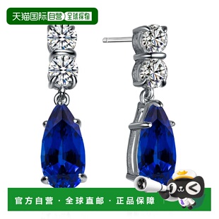 自营 GENEVIVE 纯银蓝宝石立方氧化锆泪珠耳环 美国奥莱直发耳饰