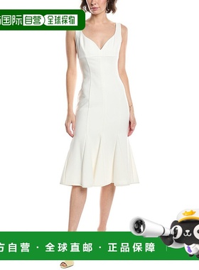 自营 black halo黑色光环Ashlyn Midi连衣裙-白色 美国奥莱直发