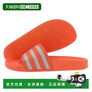 美国直邮Adidas阿迪达斯女士拖鞋 橙色条纹露趾透气舒适休闲百搭