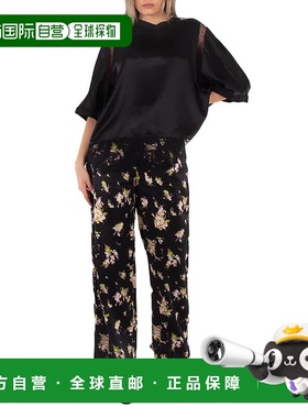 自营 Burberry女士简印花长裤-黑色ip pat 美国奥莱直发博柏利