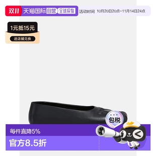 百搭 正品 自营MARNI 女士纳帕皮革无缝小蝴蝶结芭蕾平底鞋
