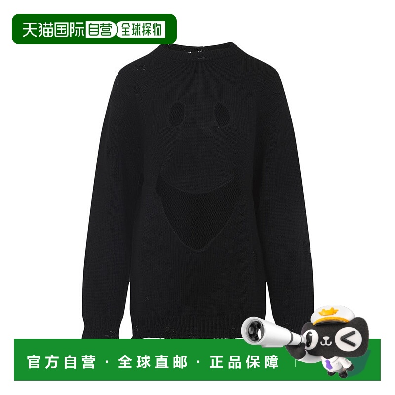 自营moschino破旧黑色纯羊毛毛衣-黑色 美国奥莱直发