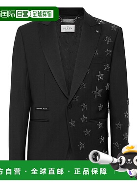 自营philipp plein羊毛运动夹克Lord Fit Stars-黑色 美国奥莱直