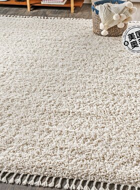 jonathan yMercer Shag 毛绒流苏区域地毯 - 奶油 【美国奥莱】直