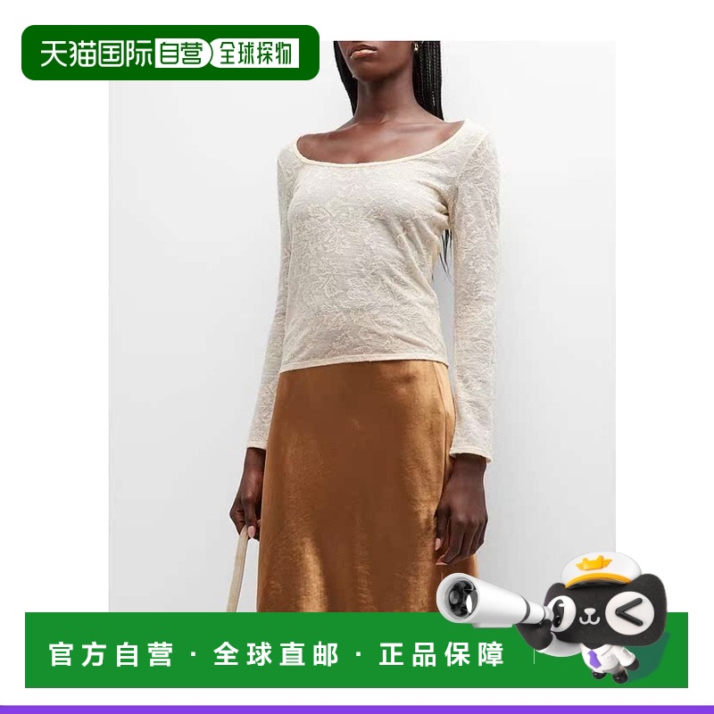 1h可退 【美国直邮】Vince|树叶图案提花长袖圆领 T 恤上衣女装