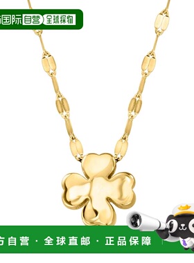 自营Ross-Simons Italian 10kt Yellow Gold Puffed Clover Neckl
