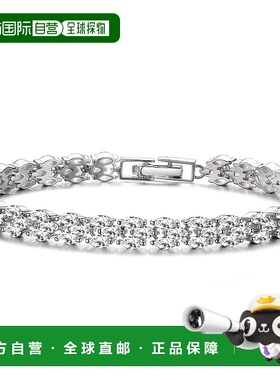 自营 GENEVIVE 纯银立方氧化锆三排水平手链 - 银白色 美国奥莱直
