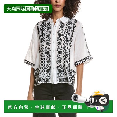 自营Johnny Was Talia Relaxed Shirt - white 美国奥莱直发