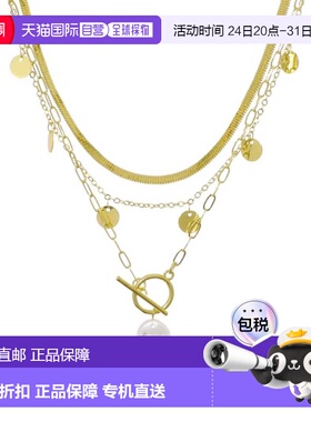 自营adornia14k Gold Plated Pearl and 3-Layer Necklace - whit