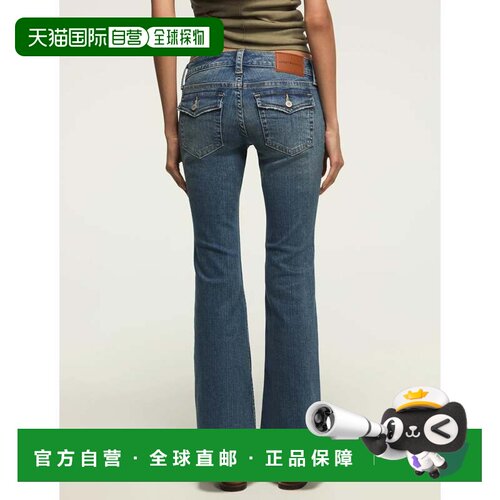 自营lucky brand拉奇品牌女款低腰喇叭裤-中等深蓝色 美国奥莱直