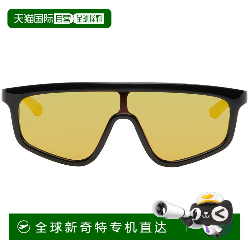 1h可退 香港直邮潮奢 Gucci 古驰 男士 黑色 & 黄色太阳镜 GG1736