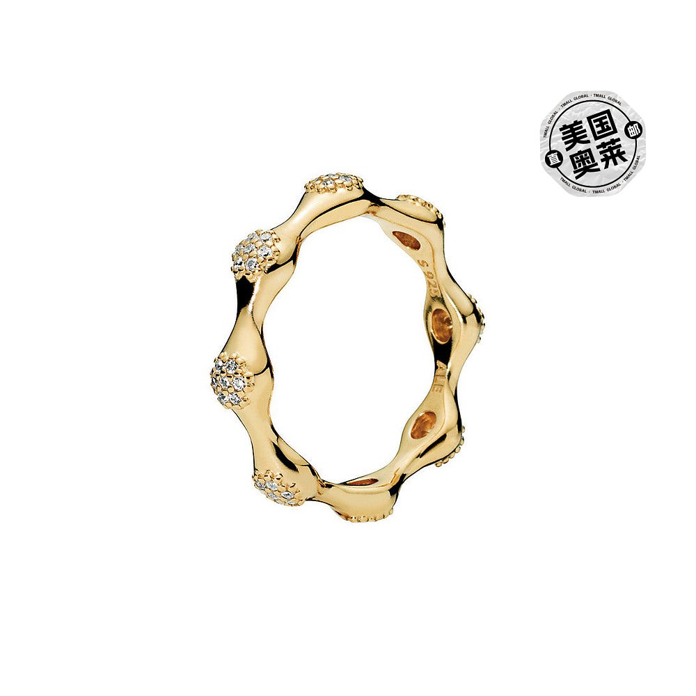 Pandora潘多拉指环戒指金色镶钻设计款经典简约  美国奥莱直发