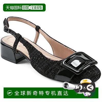 自营easy spiritJola 2女式鞋头纹理露跟高跟鞋-黑色【美国奥