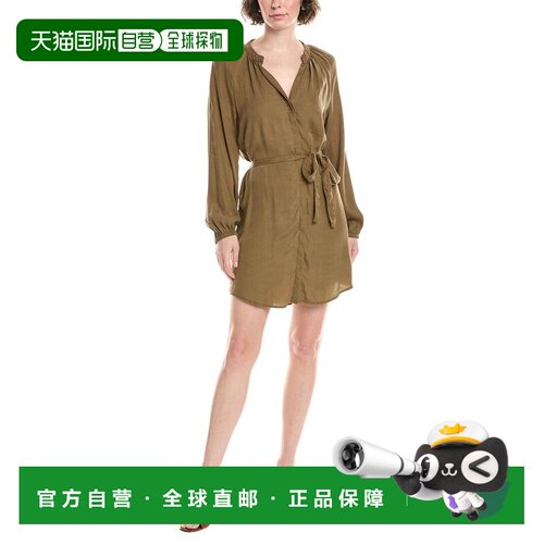 自营Bella Dahl系带衬衫裙-绿色 美国奥莱直发连衣裙