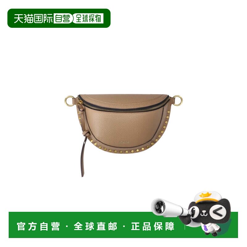 自营isabel marant棕色Skano铆钉皮革皮带包-棕色 美国奥莱直发