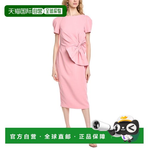 自营Badgley Mischka Side Bow Cocktail Dress - red 美国奥莱直