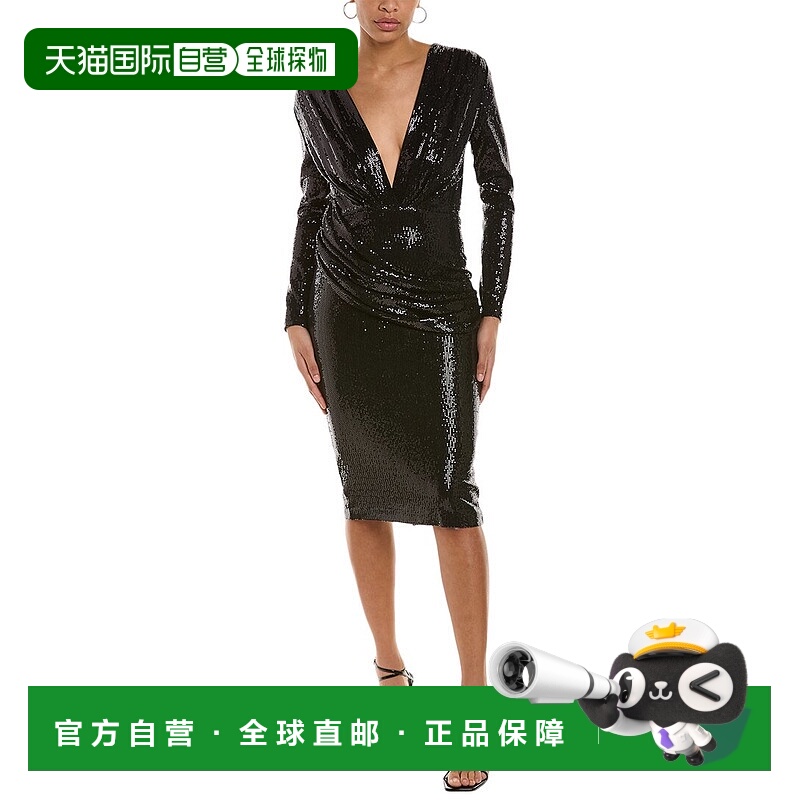 自营issue New York Sequin Midi Dress - black 美国奥莱直发