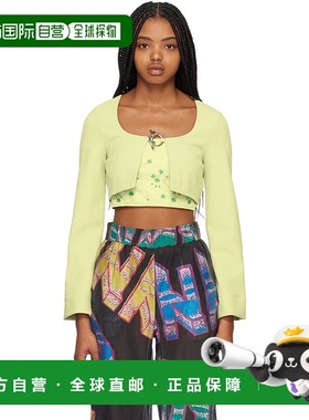 1h可退 香港直邮潮奢 GANNI 甘尼 女士 绿色 Cropped 上装 F7831
