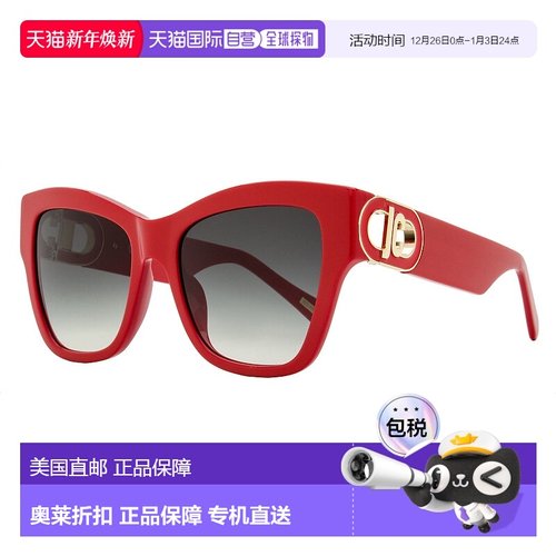 自营 Just Cavalli女式方形通道标志太阳镜SJC037 06XX红色54mm-0