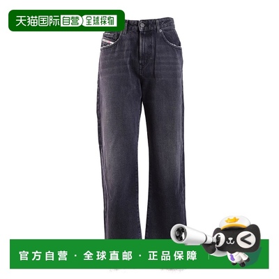 自营diesel阔腿牛仔裤，下摆磨损，标志性品牌-黑色 【美国奥莱】