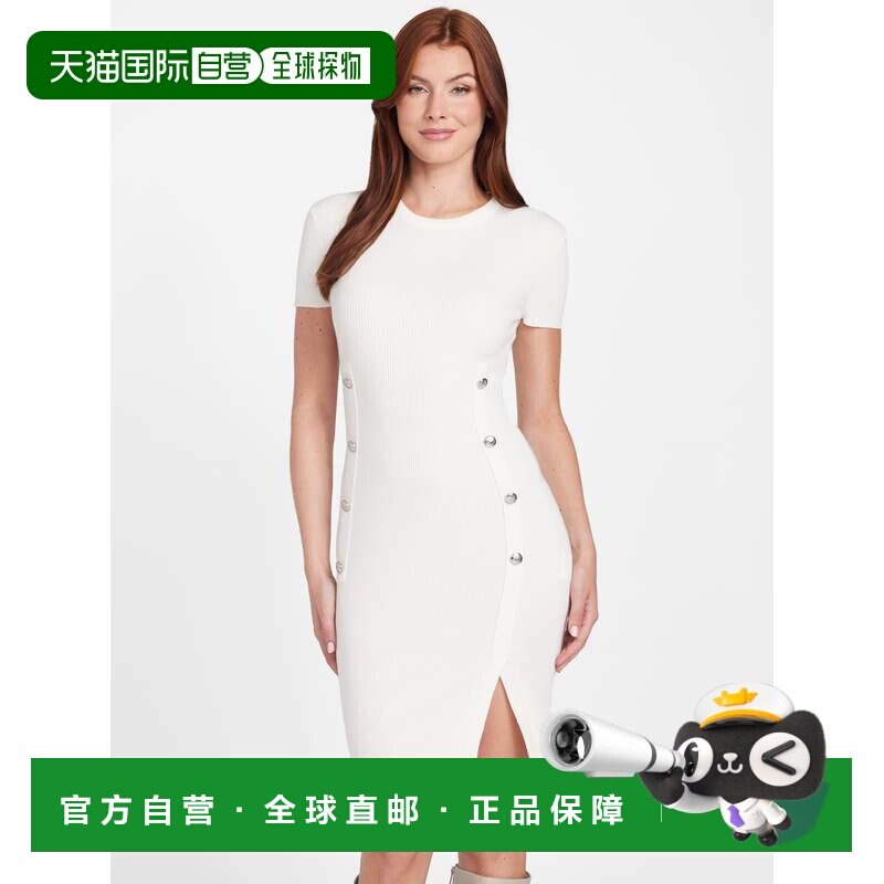 自营guessEvelyn Button毛衣连衣裙-淡珍珠色 美国奥莱直发包臀裙