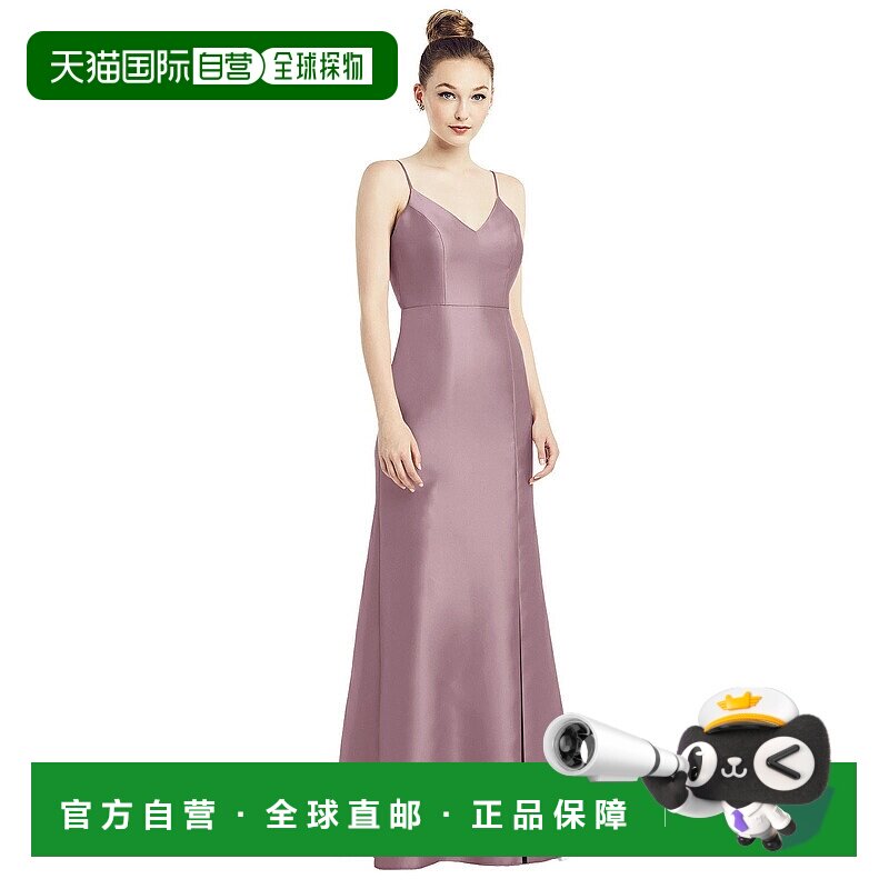 自营 alfred sung露背蝴蝶结缎面喇叭礼服 - 暗玫瑰色 美国奥莱直