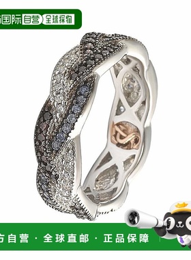 自营 Suzy Levian 纯银立方氧化锆交叉永恒戒指 - 蓝色 美国奥莱