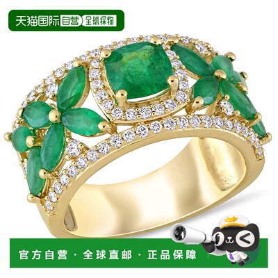 自营 Mimi & Max 2 1/2ct TGW Emerald 1/2ct TW Diamond Ring 1