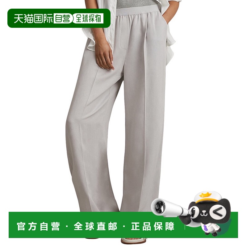 自营Reiss Vera腰带亚麻混纺阔腿长裤-蓝色 美国奥莱直发