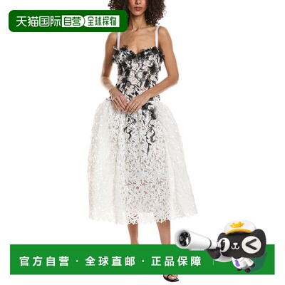 自营Marchesa Notte Midi Dress - BLACK 连衣裙吊带美国直发奥莱
