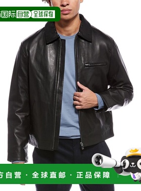 自营Theory Leather Workwear Jacket - black 美国奥莱直发