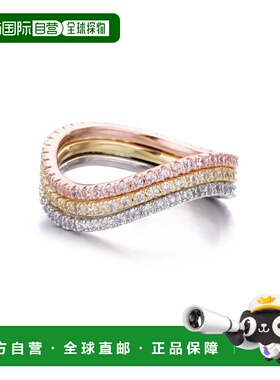 自营adorniaTri-Color CZ Curved Eternity Band Nesting Set - g