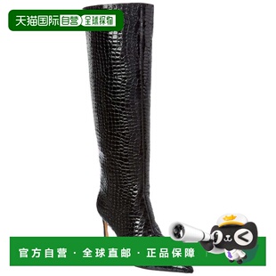 自营 Alexandre Birman Kyra 85 漆皮鳄鱼压纹及膝靴 - 黑色 美国