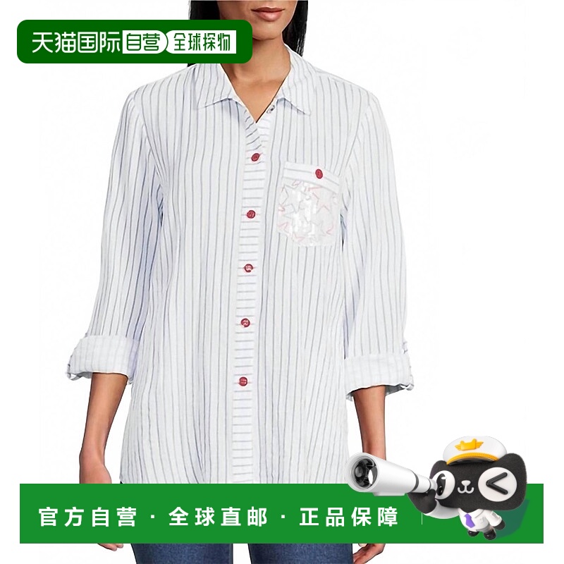 自营multiples亮片口袋长袖纽扣衬衫,深海军蓝 美国奥莱直发