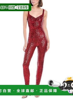 自营 Elisabetta Franchi Tuta Donna亮片连体衣-红色 美国奥莱直