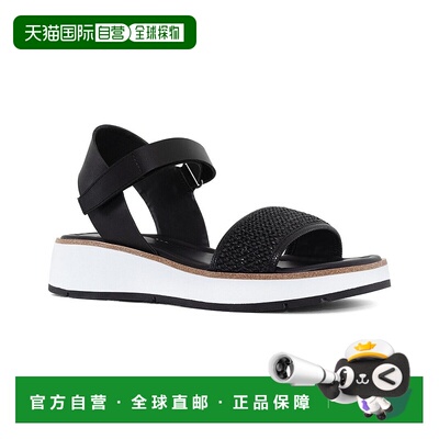 自营 Donald Pliner Kinsley 皮革饰边凉鞋 - 黑色 美国奥莱直发