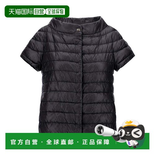 自营herno黑色短袖羽绒服Puffer尼龙斗篷-黑色 美国奥莱直发