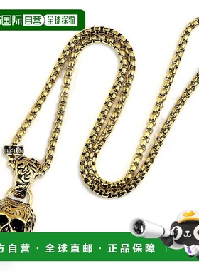 自营 crucible坩埚洛杉矶金不锈钢 35 毫米骷髅项链配 28 英寸 5