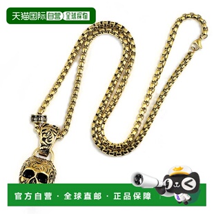 自营 crucible坩埚洛杉矶金不锈钢 35 毫米骷髅项链配 28 英寸 5