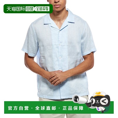 自营Theory Irving Linen Relaxed Shirt - blue 美国奥莱直发