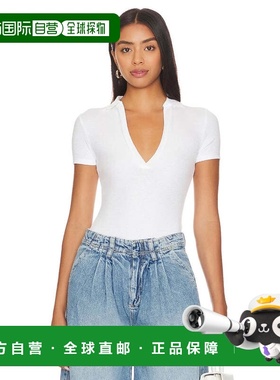 自营Women's Free People Serve Bodysuit White Stretch Ribbed