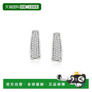 自营Ross-Simons Pave Diamond Hoop Earrings in Sterling Silve