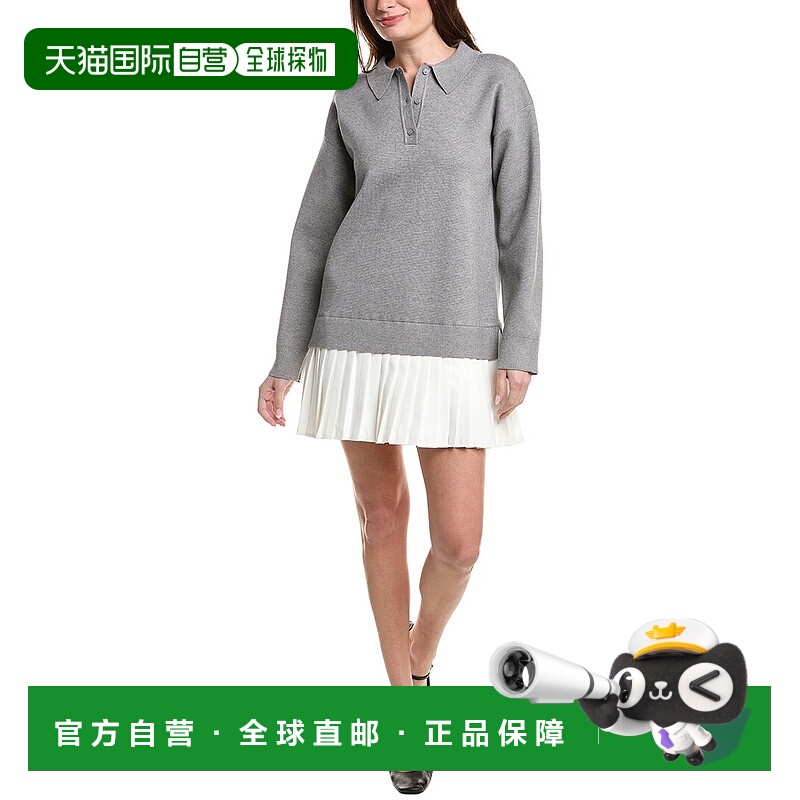 自营English Factory Polo Mixed Media Mini Dress - grey 美国