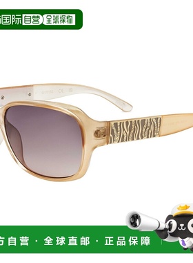 自营 Guess女式60毫米灰色太阳镜-闪亮的米色 美国奥莱直发