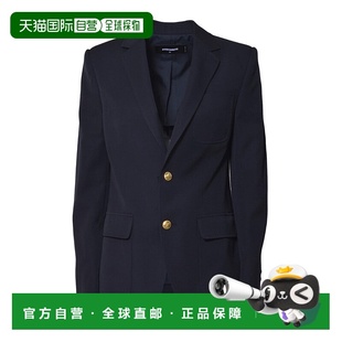 美国奥莱直发 黑色 自营dsquared2结构化定制夹克 带凹口翻领
