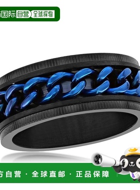 自营blackjackBACKJACK 不锈钢黑色配蓝色古巴链环 - 蓝色 美国奥