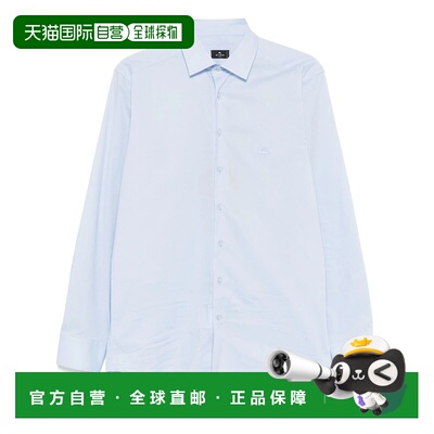 自营etroRoma徽标浅蓝色Pegasus衬衫-白色 美国奥莱直发