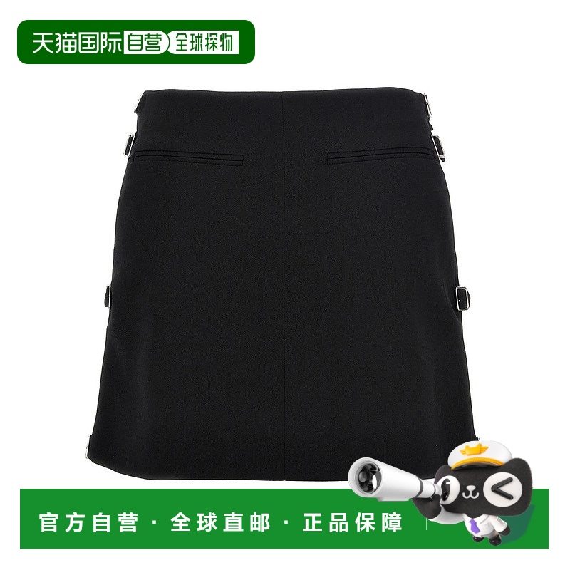自营 courregesMulti Sangle Wool Mini' Skirt - black 美国奥莱