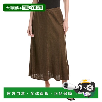 自营EILEEN FISHER A字亚麻斜裙-棕色 A字裙半身裙美国直发奥莱